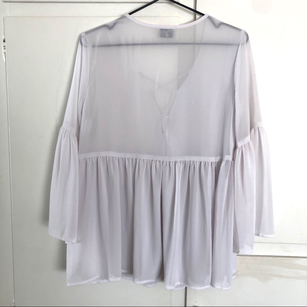 Show Me Your Mumu Babydoll Blouse Small Tie Top White Boho Peasant Romantic Poet - Picture 12 of 12